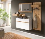 Garderobe Set 4-teilig Borga in wei und Artisan Eiche 205 x 192 cm