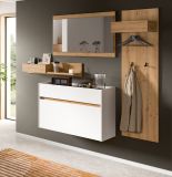 Garderobe Set 4-teilig Borga in wei und Artisan Eiche 205 x 192 cm