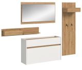 Garderobe Set 4-teilig Borga in wei und Artisan Eiche 205 x 192 cm