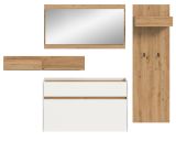 Garderobe Set 4-teilig Borga in wei und Artisan Eiche 205 x 192 cm