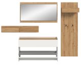 Garderobe Set 4-teilig Borga in wei und Artisan Eiche 205 x 192 cm