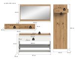 Garderobe Set 4-teilig Borga in wei und Artisan Eiche 205 x 192 cm