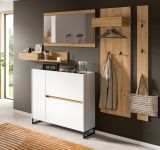Garderobe Set 5-teilig Borga in wei und Artisan Eiche 236 x 192 cm, Soft-Close
