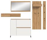 Garderobe Set 5-teilig Borga in wei und Artisan Eiche 236 x 192 cm, Soft-Close