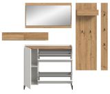 Garderobe Set 5-teilig Borga in wei und Artisan Eiche 236 x 192 cm, Soft-Close