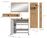 Garderobe Set 5-teilig Borga in wei und Artisan Eiche 236 x 192 cm, Soft-Close