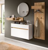 Garderobe Set 4-teilig Borga in wei und Artisan Eiche 205 x 197 cm