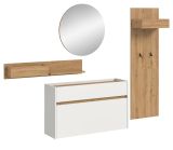 Garderobe Set 4-teilig Borga in wei und Artisan Eiche 205 x 197 cm