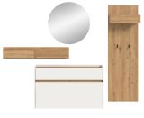 Garderobe Set 4-teilig Borga in wei und Artisan Eiche 205 x 197 cm