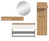 Garderobe Set 4-teilig Borga in wei und Artisan Eiche 205 x 197 cm