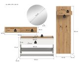 Garderobe Set 4-teilig Borga in wei und Artisan Eiche 205 x 197 cm