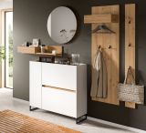 Garderobe Set 5-teilig Borga in wei und Artisan Eiche 236 x 197 cm, Soft-Close