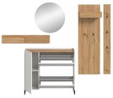 Garderobe Set 5-teilig Borga in wei und Artisan Eiche 236 x 197 cm, Soft-Close