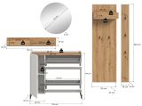 Garderobe Set 5-teilig Borga in wei und Artisan Eiche 236 x 197 cm, Soft-Close