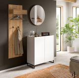 Garderobe Set 3-teilig Borga in wei und Artisan Eiche 155 x 197 cm, Soft-Close