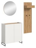 Garderobe Set 3-teilig Borga in wei und Artisan Eiche 155 x 197 cm, Soft-Close