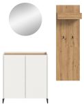 Garderobe Set 3-teilig Borga in wei und Artisan Eiche 155 x 197 cm, Soft-Close