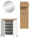 Garderobe Set 3-teilig Borga in wei und Artisan Eiche 155 x 197 cm, Soft-Close
