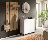 Garderobe Set 4-teilig Borga in wei und Artisan Eiche 186 x 197 cm, Soft-Close