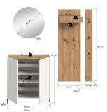 Garderobe Set 4-teilig Borga in wei und Artisan Eiche 186 x 197 cm, Soft-Close