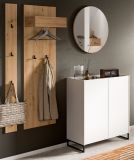 Garderobe Set 4-teilig Borga in wei und Artisan Eiche 186 x 197 cm, Soft-Close