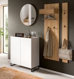 Garderobe Set 4-teilig Borga in wei und Artisan Eiche 186 x 197 cm, Soft-Close