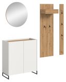 Garderobe Set 4-teilig Borga in wei und Artisan Eiche 186 x 197 cm, Soft-Close
