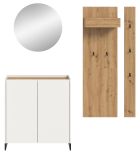 Garderobe Set 4-teilig Borga in wei und Artisan Eiche 186 x 197 cm, Soft-Close