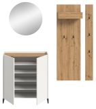 Garderobe Set 4-teilig Borga in wei und Artisan Eiche 186 x 197 cm, Soft-Close