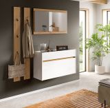 Garderobe Set 4-teilig Borga in wei und Artisan Eiche 172 x 197 cm