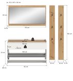 Garderobe Set 4-teilig Borga in wei und Artisan Eiche 172 x 197 cm
