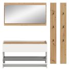 Garderobe Set 4-teilig Borga in wei und Artisan Eiche 172 x 197 cm