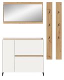 Garderobe Set 4-teilig Borga in wei und Artisan Eiche 172 x 197 cm, Soft-Close