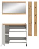 Garderobe Set 4-teilig Borga in wei und Artisan Eiche 172 x 197 cm, Soft-Close