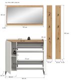 Garderobe Set 4-teilig Borga in wei und Artisan Eiche 172 x 197 cm, Soft-Close