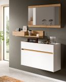 Garderobe Set 3-teilig Borga in wei und Artisan Eiche 140 x 197 cm