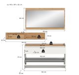 Garderobe Set 3-teilig Borga in wei und Artisan Eiche 140 x 197 cm