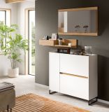 Garderobe Set 3-teilig Borga in wei und Artisan Eiche 140 x 192 cm, Soft-Close