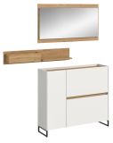 Garderobe Set 3-teilig Borga in wei und Artisan Eiche 140 x 192 cm, Soft-Close