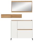 Garderobe Set 3-teilig Borga in wei und Artisan Eiche 140 x 192 cm, Soft-Close