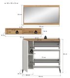 Garderobe Set 3-teilig Borga in wei und Artisan Eiche 140 x 192 cm, Soft-Close
