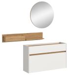 Garderobe Set 3-teilig Borga in wei und Artisan Eiche 140 x 197 cm