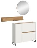 Garderobe Set 3-teilig Borga in wei und Artisan Eiche 140 x 197 cm, Soft-Close