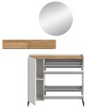 Garderobe Set 3-teilig Borga in wei und Artisan Eiche 140 x 197 cm, Soft-Close