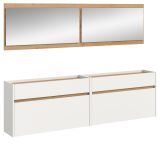 Garderobe Set 4-teilig Borga in wei und Artisan Eiche 220 x 192 cm