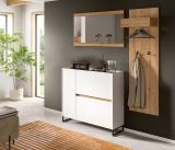 Garderobe Set 3-teilig Borga in wei und Artisan Eiche 175 x 192 cm, Soft-Close