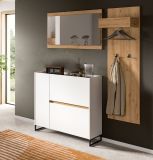 Garderobe Set 3-teilig Borga in wei und Artisan Eiche 175 x 192 cm, Soft-Close