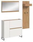 Garderobe Set 3-teilig Borga in wei und Artisan Eiche 175 x 192 cm, Soft-Close