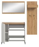 Garderobe Set 3-teilig Borga in wei und Artisan Eiche 175 x 192 cm, Soft-Close