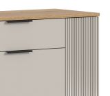 Schuhschrank Skid in Kaschmir Sand und Evoke Eiche Flur Kommode 80 x 88 cm